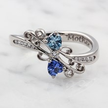 Two Hearts Mother's Ring - top view