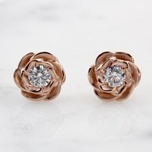 Rose Gold Rose Stud Earrings - Medium - top view