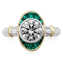 Art Deco Halo Engagement Ring - top view