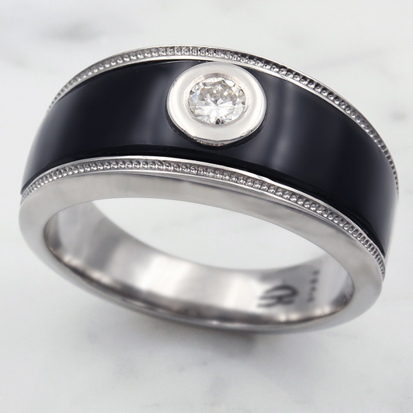 Mens black onyx on sale and diamond ring