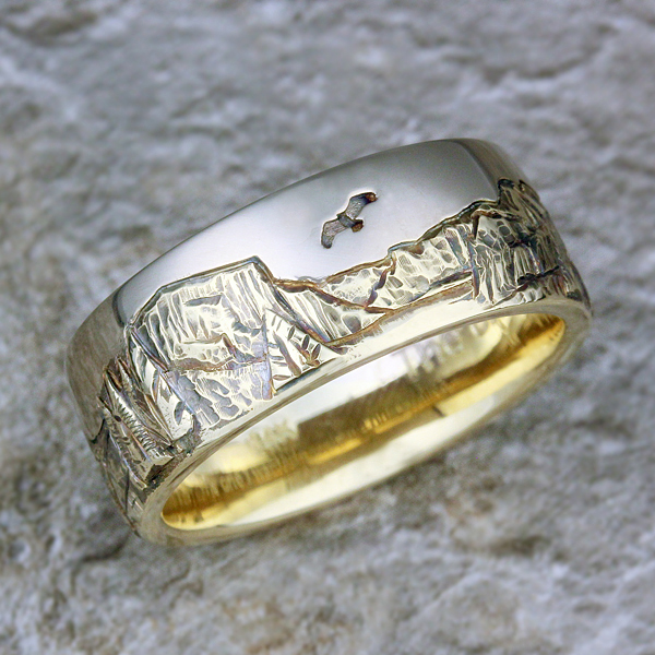 Mens mountain on sale wedding bands