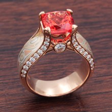 Juicy Light Engagement Ring With Padparadscha Sapphire