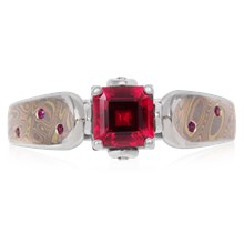 Mokume Rose Petal Engagement Ring - top view