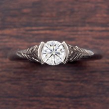 Oak Leaf Cathedral Engagement Ring In White Gold - top view