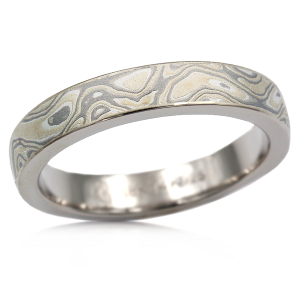 Winter Mokume Gane Wedding Band In White Gold 4 Mm   Winter Mokume Wb 4mm White Gold Pv 