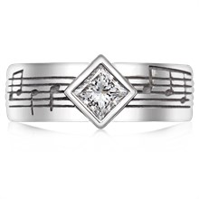 Musical Phrase Princess Engagement Ring - top view