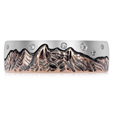 Starry Night Mountain Wedding Band - top view