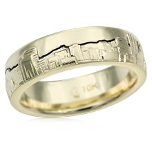 Cityscape Skyline Wedding Band - top view