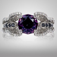 Butterfly Fishtail Pave Engagement Ring With Purple Spinel - top view