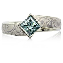 Winter Mokume Angled Wave Engagement Ring - top view
