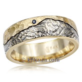 Mountain With Machinist Sky And Diamond Wedding Band