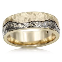 Mountain With Machinist Sky And Diamond Wedding Band - top view