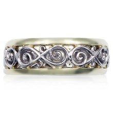Ornate Infinity Wedding Band with Rails - top view