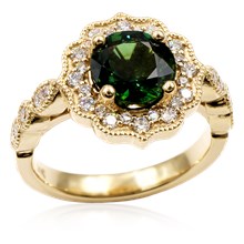 Vintage Ornate Scalloped Halo Engagement Ring
