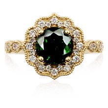 Vintage Ornate Scalloped Halo Engagement Ring - top view