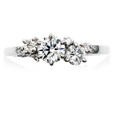 Petite Asymmetrical Cluster Engagement Ring - top view