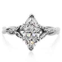 Marquise Twisted Leaf Engagement Ring - top view