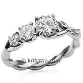 Triple Twist Leaf Engagement Ring