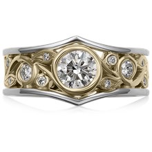 Vine and Leaf Diamond Engagement Ring with Rails - top view