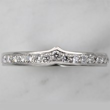 Diamond Bead in Channel Curved Wedding Band - top view