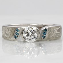 Delicate Two Wave Mokume Engagement Ring - top view