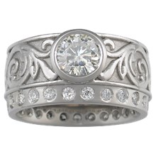 Western Floral Engagement Ring with Moissanite - top view