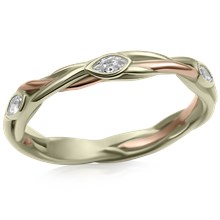 Two Tone Embracing Branch Leaf Wedding Band