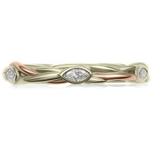 Two Tone Embracing Branch Leaf Wedding Band - top view