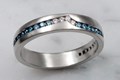 White and Royal Ocean Diamond Wave Straight Wedding Band