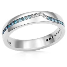 White and Royal Ocean Diamond Wave Straight Wedding Band