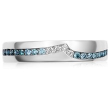 White and Royal Ocean Diamond Wave Straight Wedding Band - top view