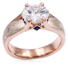 Mokume Cross Solitaire Engagement Ring