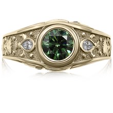 Gentleman's Art Nouveau Wedding Ring - top view