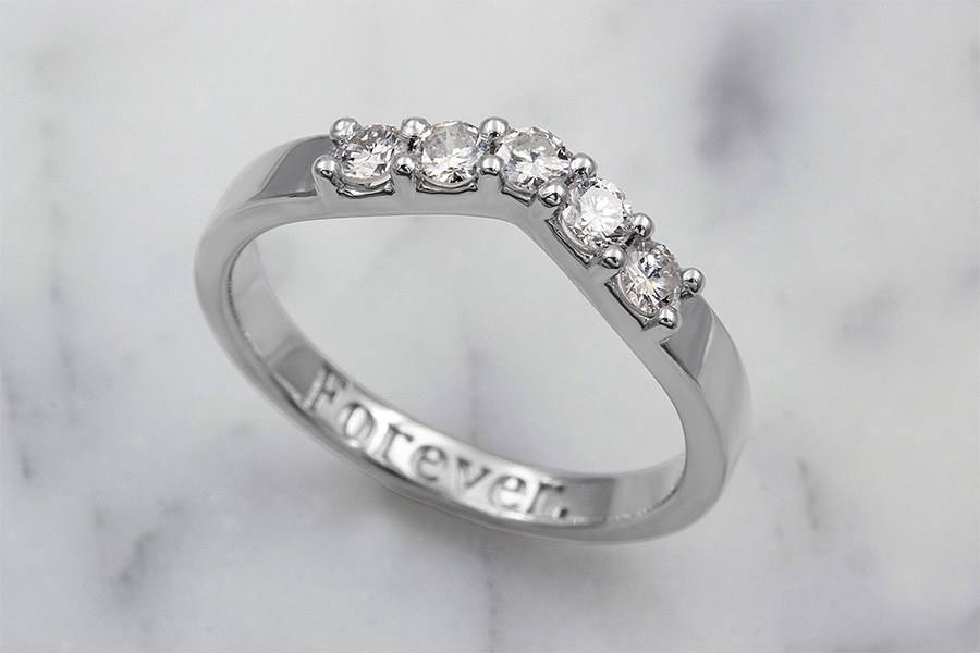 Custom Contoured Band With Diamonds