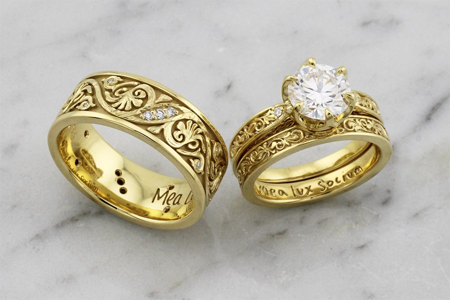 Old World Diamond Wedding Band