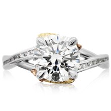 Flower Leaf Twist Engagement Ring - top view
