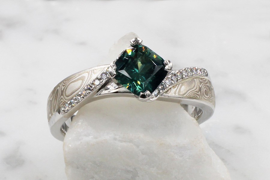 Mokume Bypass Engagement Ring