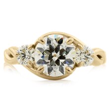 Three Stone Carved Twist Engagement Ring - top view