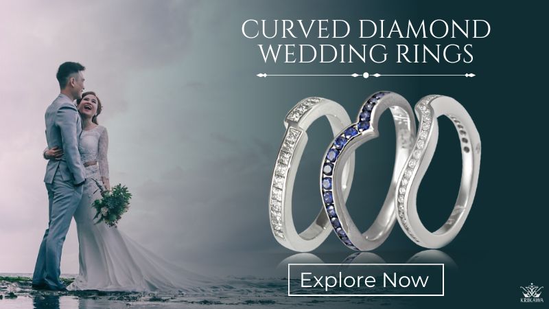 Curved Diamond Channel Wedding Bands