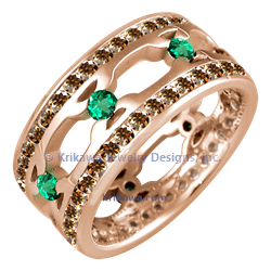 TRDD-MOCKUP-Tribal-double-diamond-thorn-band-14k-rose-gold-emeralds-champagne-c6-accents