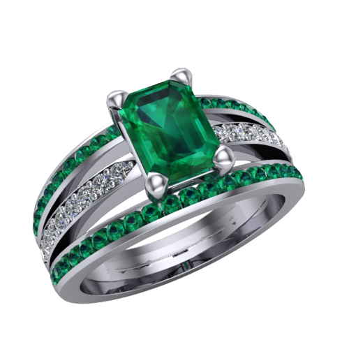 emerald cut emerald engagement ring with diamonds