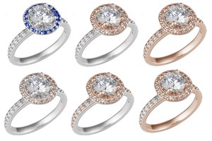 Halo Engagement Rings with Rose Gold and Champagne Diamond Variations