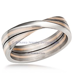 Mobius Strip Wedding Band with 14k rose gold stripes