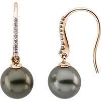 Rose gold pearl and diamond drop earrings
