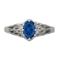 Tree of Life Engagement Ring Blue Sapphire 8mmX6mm
