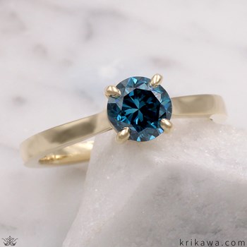 Blue diamond Solitaire Engagement Ring