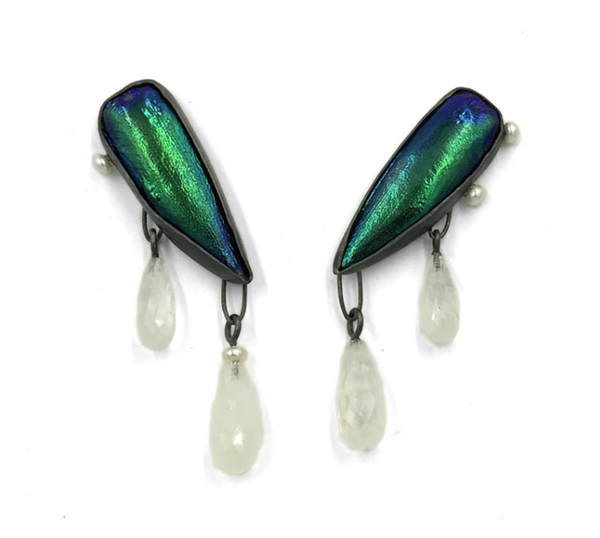 beetle wing earrings