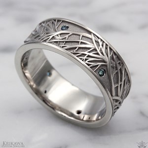 Tree of Life Montana Sapphire Wedding Band