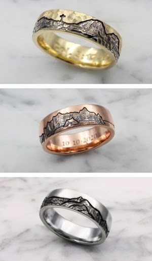 Mountain Wedding Band Metal Colors