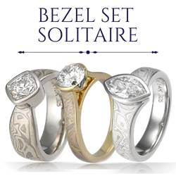 Bezel Set Mokume Solitaire Engagement Rings